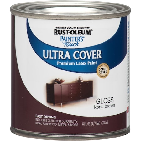 RUST-OLEUM Painter's Touch Ultra Cover Multi-Purpose Paint, Gloss Kona Brown, Half Pint 1977730